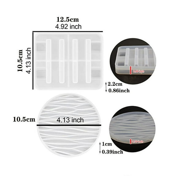 Set of 5 Coaster Resin Molds, Coaster Silicone Molds for Epoxy Resin with Storage Box Mold, Coaster Molds for Resin Casting, Epoxy Resin Molds for Cups Mats, DIY Resin, Home Decoration