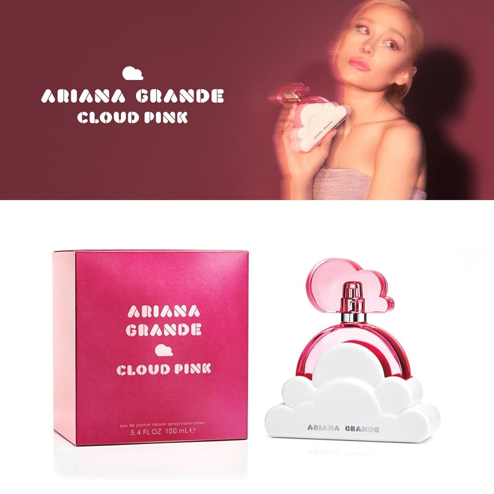 Cloud Pink Perfume for Women 3.4 oz Eau de Parfum EDP Spray, Shape