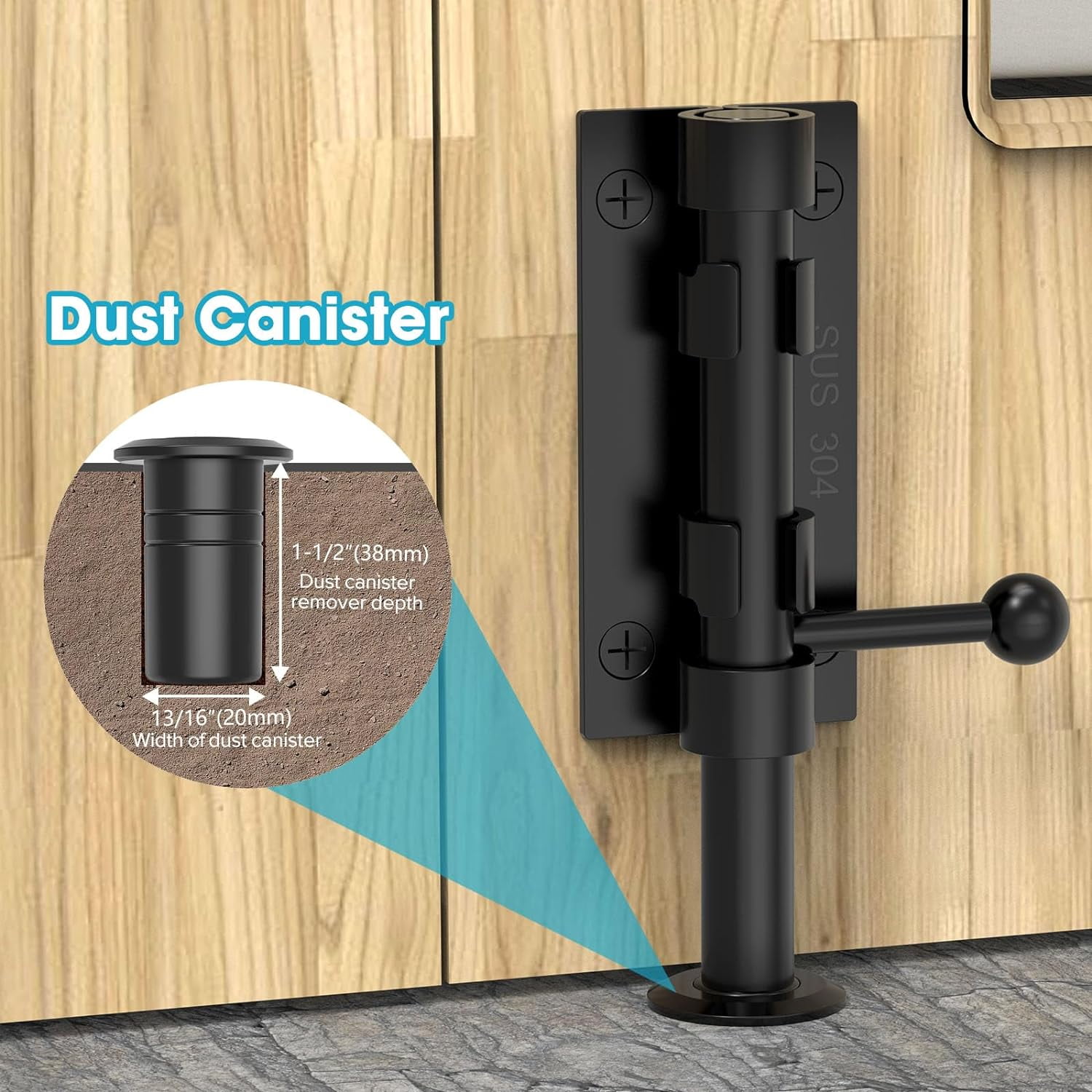 SONGAUN Slide Bolt Gate Latch Hardware, Barrel Bolt Latch, 6.3 Inch Heavy Duty Solid 304 Stainless Steel Black Finish Lock for Wooden Fence/Shed/Yard/Barn Door/Interior and Outdoor (Black)