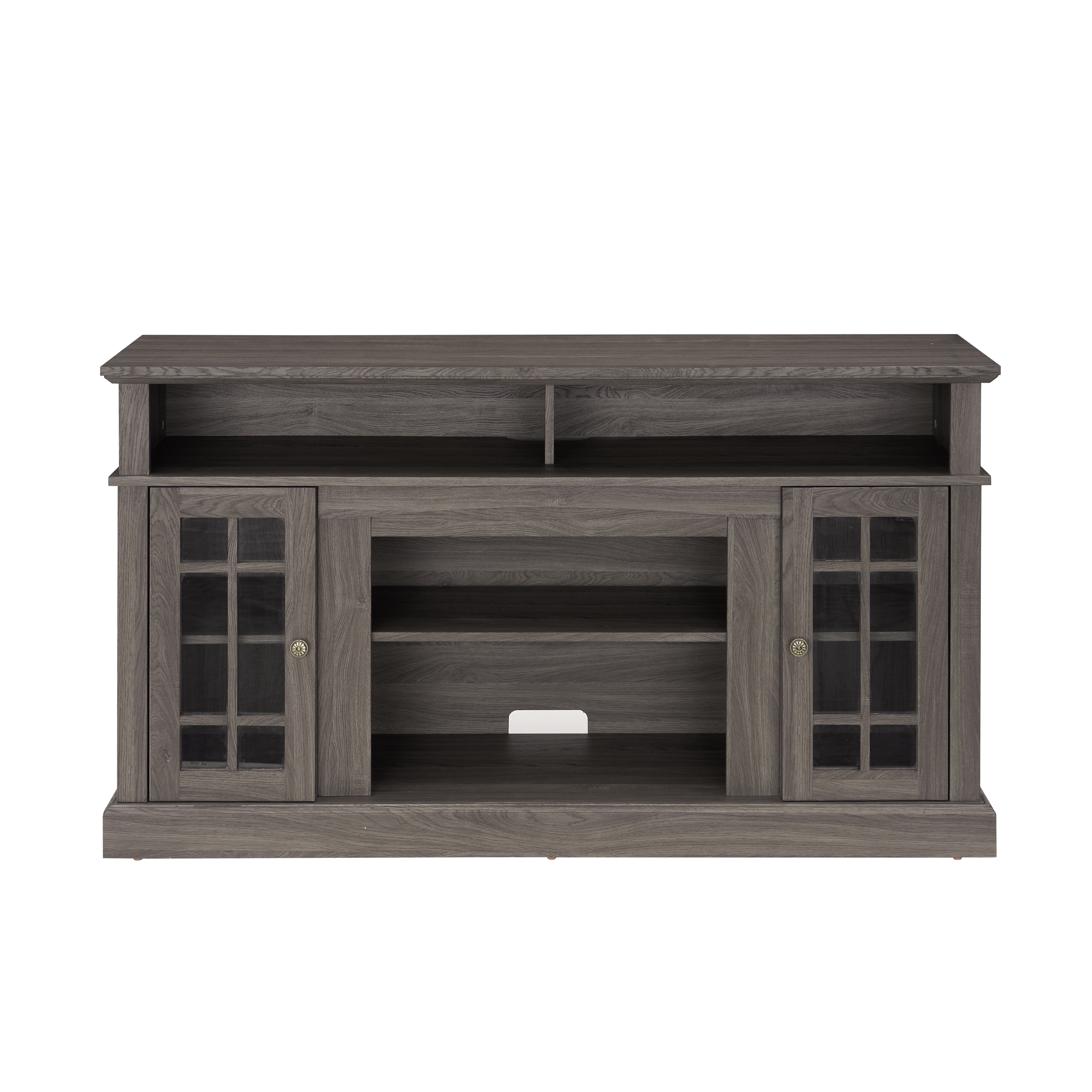 PAPROOS TV Stand for 65 Inch TV, Farmhouse Entertainment Center with 2 Doors & Adjustable Shelves, TV Console Table Media Console Cabinet for Living Room, Dark Gray