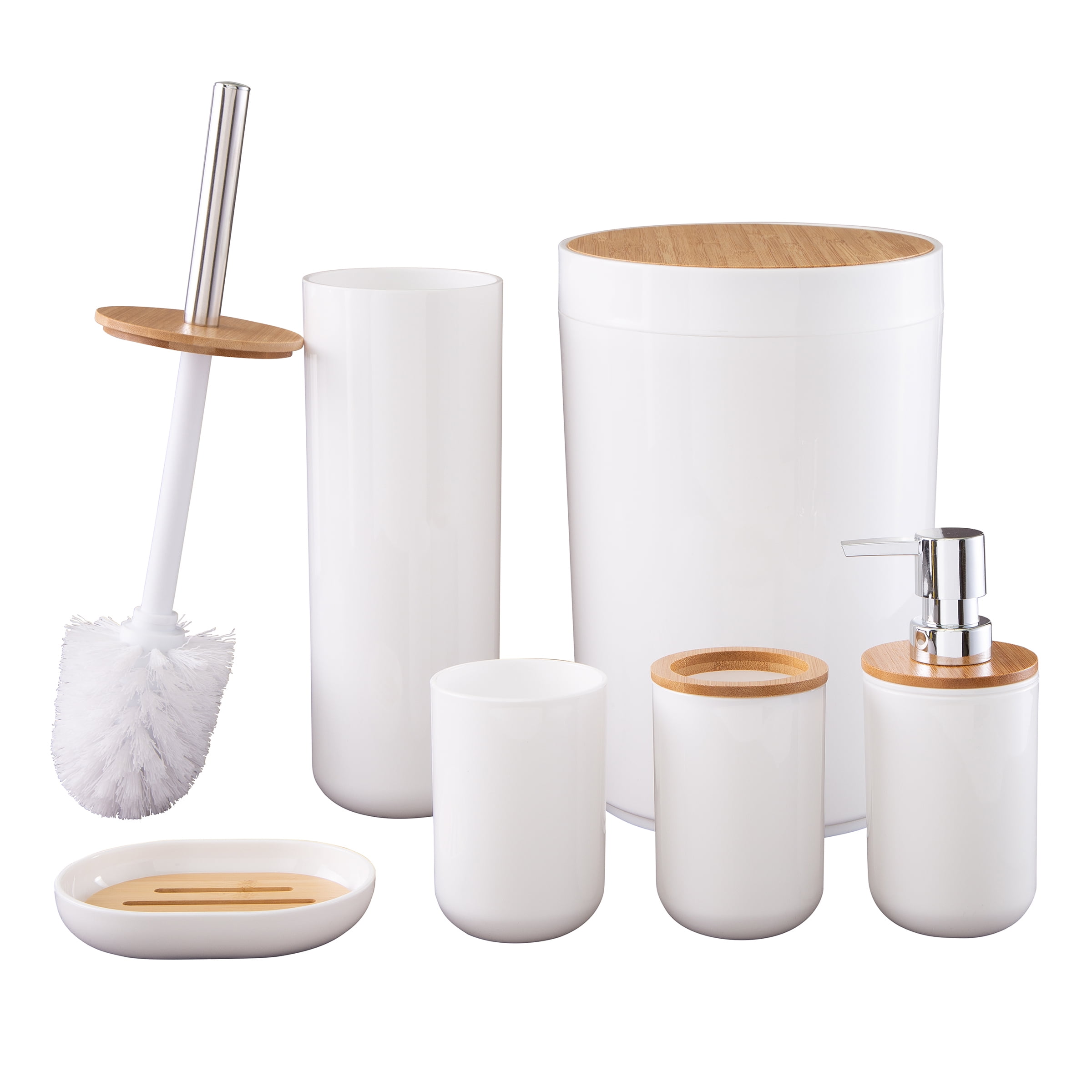 6Piece Complete Bathroom Accessories Set (White