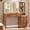 Brown, variant on Buildhom Fluted Makeup Vanity with Mirror & Lights, 43.5" 6-Drawer Dressing Table with Power Outlet & Adjustable Shelves for Bedroom, Wood