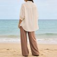 thumbnail image 5 of Women's Soft Nylon Spandex Stretch Trousers, Elastic Waist Straight Leg Long Pants with Functional Pockets, Tummy Control Slimming Fit, Casual Daily Wear, Work & Weekend | TruHer,Brown XL, 5 of 9