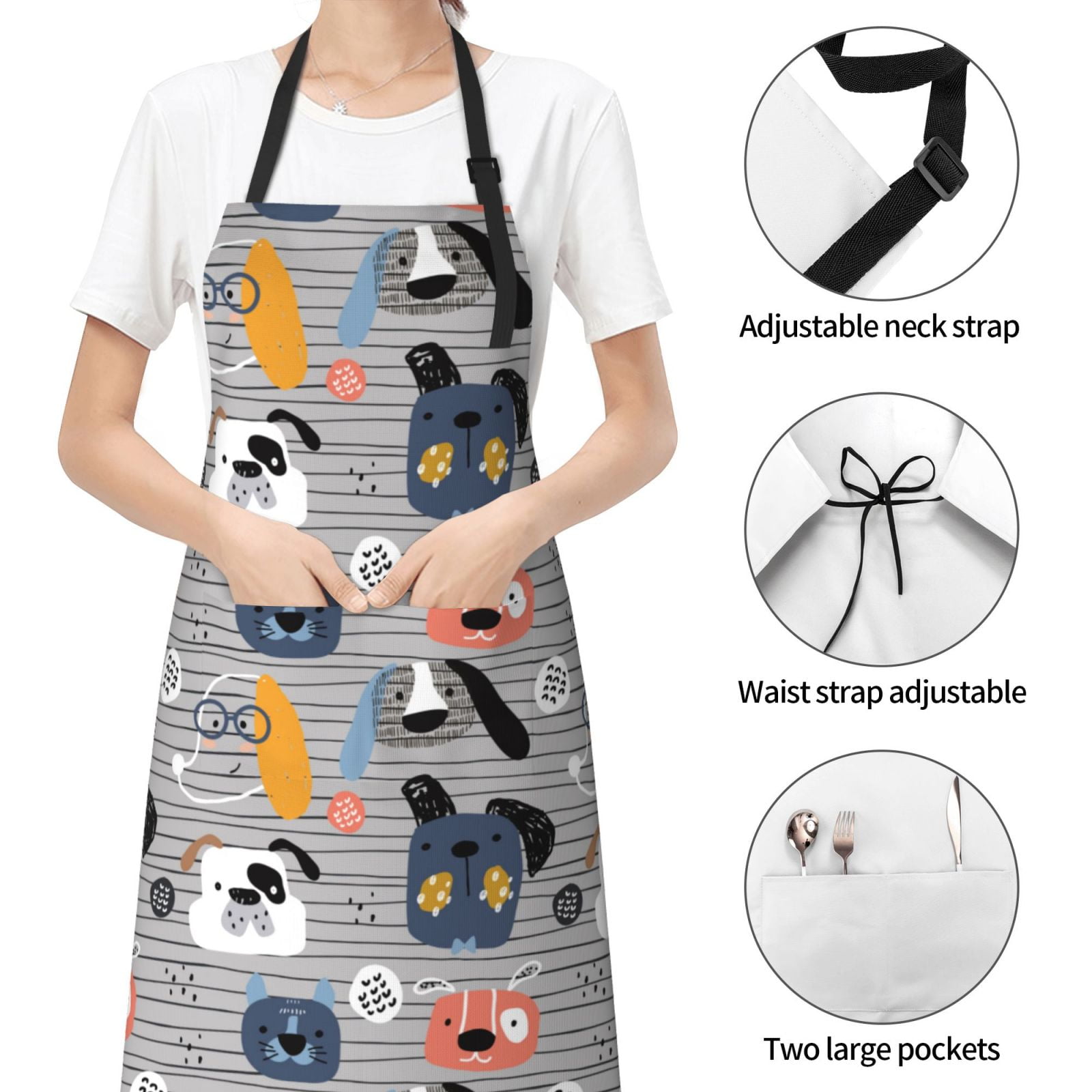 Kdxio Dog Apron with Pockets Adjustable Kitchen Aprons for Men Women Waterproof Aprons for Cooking,Drawing,Crafting, Baking Household Cleaning
