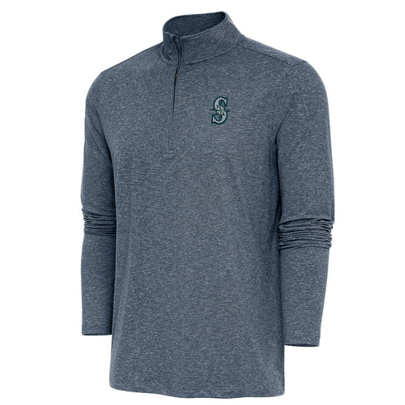 Men's Antigua  Heather Navy Seattle Mariners Hunk Quarter-Zip Pullover Top