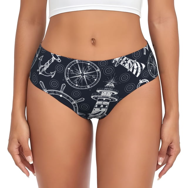 Fotbe Anchors and Lighthouse Calzones Estampados para Mujer – Ropa Interior de Algodón, Cómoda, Suave y Elástica-X-Small