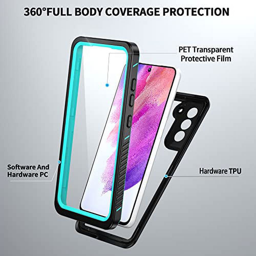 Nineasy for Samsung Galaxy S21 FE Case Waterproof, 360° Full Body  Protection with Built in Screen Protector Heavy Duty Shockproof IP68  Underwater