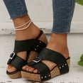 thumbnail image 2 of Slippers for Women,Slippers Comfortable Open Toe Sandals With Thick Sole For Casual Outdoor Relaxation Summer Style,Womens Slippers,Black,6.5, 2 of 9