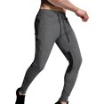 thumbnail image 5 of Miluxas Casual Pants for Mens Sports Zipper Pocket Cuffs Solid Color Drawstring Elastic Waist Point Pants Hiking Trousers Dark Gray, 5 of 5