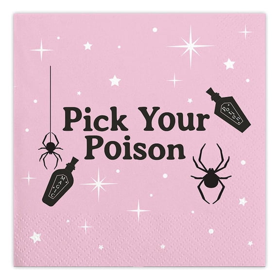 Pick Your Poison Halloween Party/Beverage/Cocktail Napkins |  5" square
