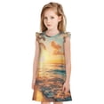 thumbnail image 1 of Fotbe Tropical Sunset Beach Scene Vestido de Dormir para Niñas de 3 a 10 Años, Mangas Cortas, Estilo Princesa, Pijama Camisón con Mangas Voladas-Medium, 1 of 6