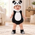 thumbnail image 5 of REDARER Baby Cartoon Panda Romper 3 Piece Set Sleeveless Hooded Bodysuit with Matching Hat and Socks Soft Fleece Snap Crotch Costume Outfit for Infant Christmas Photoshoot Holiday Gift,9-12 Months, 5 of 8