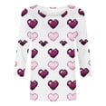 thumbnail image 5 of Dasayo Graphic Women's Tops 3/4 Sleeve Valentines Day Summer White Blouses Heart Fashion Funny Outfits Women Shirt L, 5 of 6