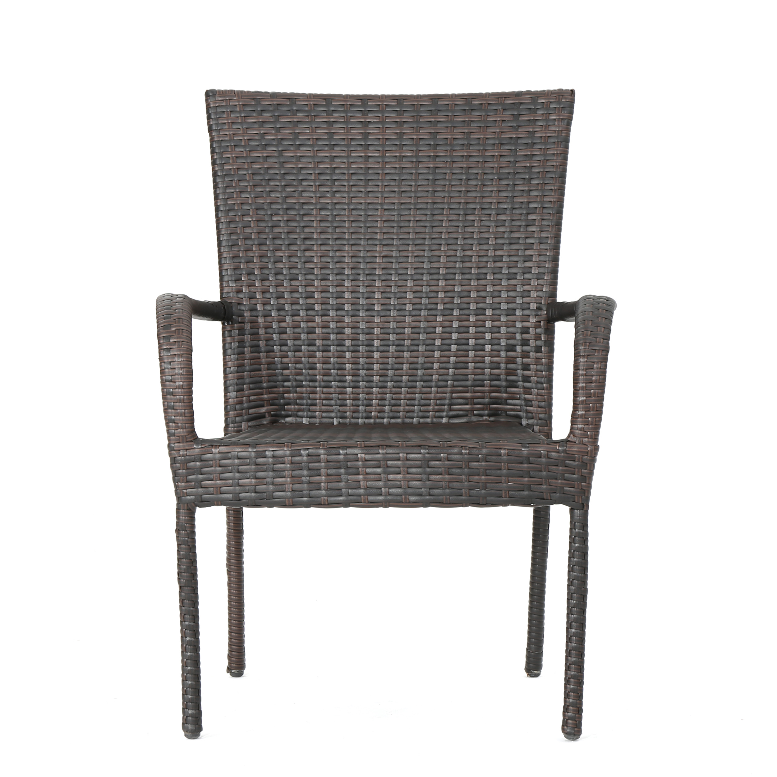 Cascada Outdoor 3 Piece Wicker Chat Set with Straight Back Chair, Multibrown - image 3 of 8