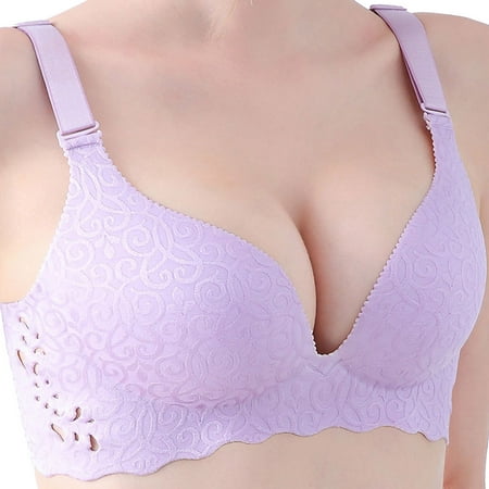 

Women Hollow Out Bra Wire-free 4 Rows Buckle Adjustable Detachable Straps Bras