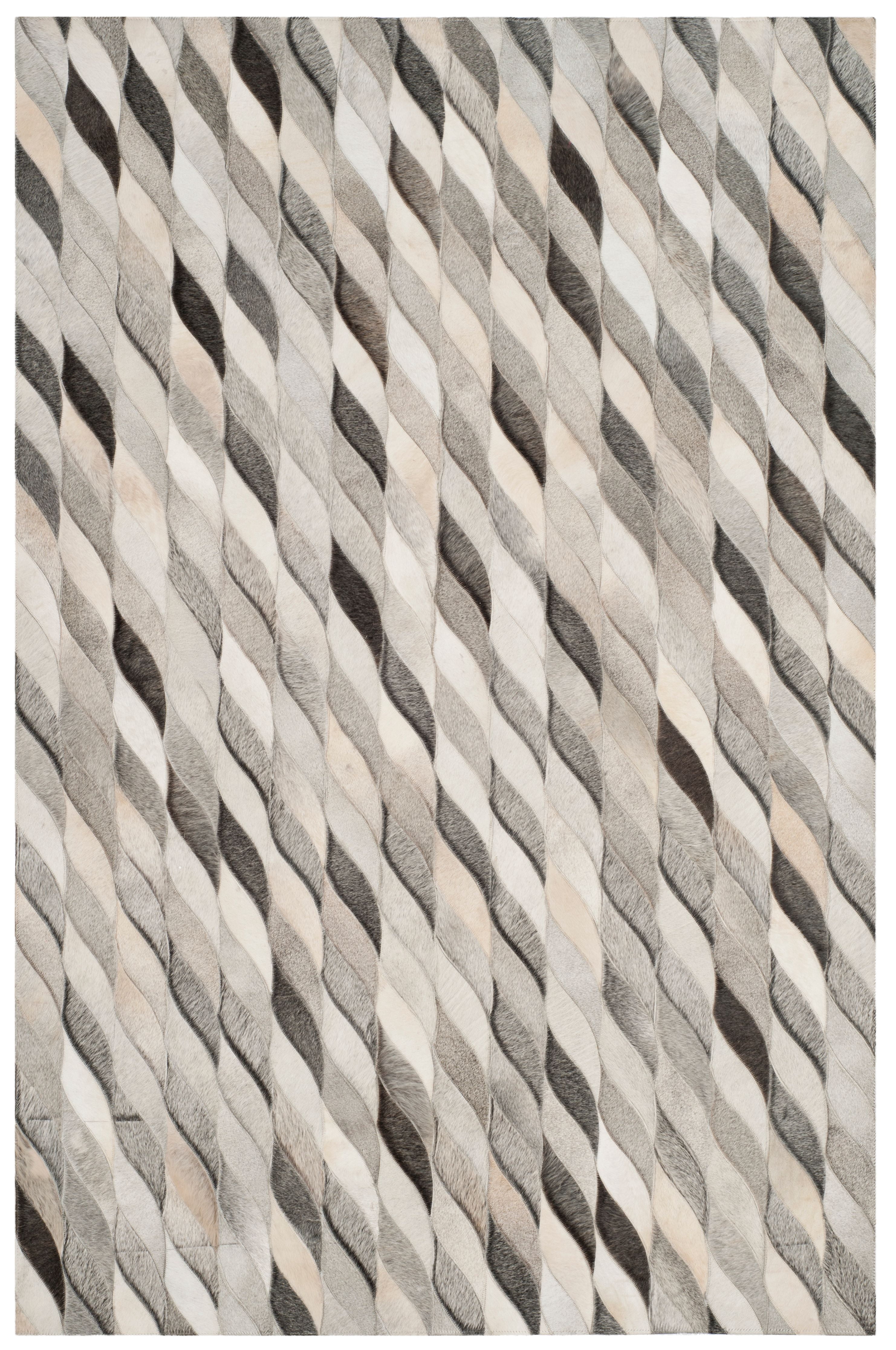 SAFAVIEH Studio Leather Marissa Geometric Area Rug, Ivory/Grey, 4' x 6'