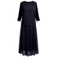 thumbnail image 4 of DHFJKG Skirt Sets For Women 2 Piece Outfits Long Sleeve Crewneck Pullover T Shirts Casual Mesh Midi Skirt Matching Set Stylish Outfit, 4 of 5