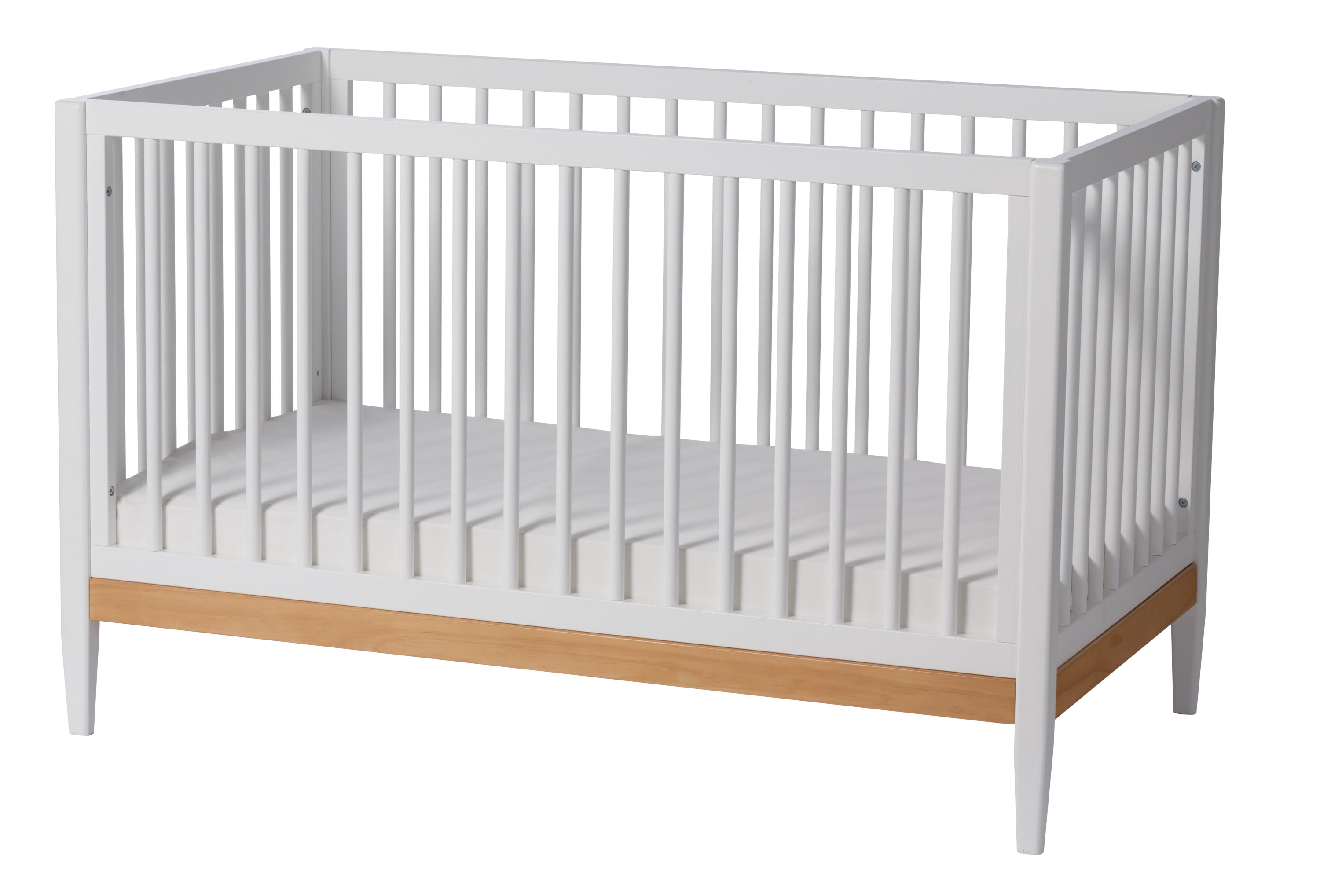 Little Seeds Clover 4-in-1 Convertible Baby Crib, True White/Natural