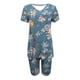 thumbnail image 2 of Blusas para Mujeres Casual Cuello en V Impresión de Manga Corta Blusa Y Pantalones Cortos Dos Piezas Pantalones Conjunto, 2 of 4