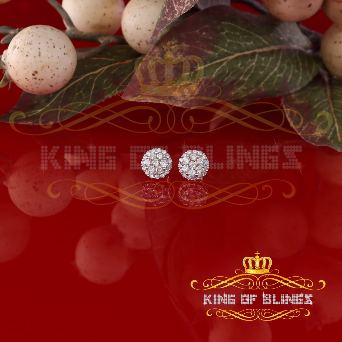 King of Bling's 10K Real Yellow Gold w/Real 1.33 CT Diamond Men's/Women's Stud Round Earring