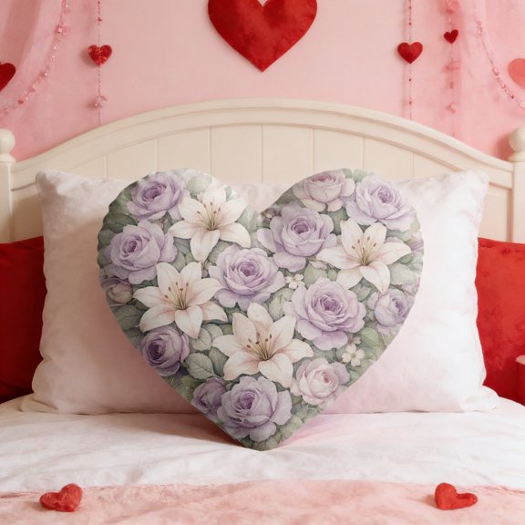 Upgraded Heart Shaped Floral Throw Pillows Romantic Home Decor With Soft Fabric Multiple Patterns Colors For Couch Bed Or Valentine's Day Gifts F