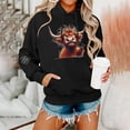 thumbnail image 2 of Women Sweatshirts Cozy Cow Print Hooded Sweatshirt for Everyday Wear and Casual Outings Across Seasons Black XL, 2 of 5
