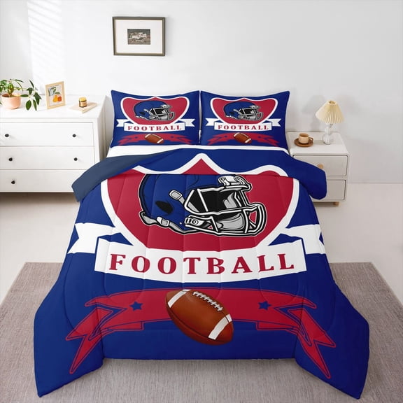 Erosebridal American City Buffalo Bedding Sets Twin with Comforter, Football Soccer Comforter Sets Twin Size, Sports Theme Reversible Duvet Insert, Super Cozy Room Decorative, 2pcs