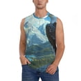 thumbnail image 3 of Uemuo Majestic Eagle Over Castle Pattern Men's Sleeveless T-Shirt,Muscle Athletic Tank Top, Moisture-wicking Quick-dry Breathable Classic Tee Top for Gym Run Outdoor Sports-X-Large, 3 of 8
