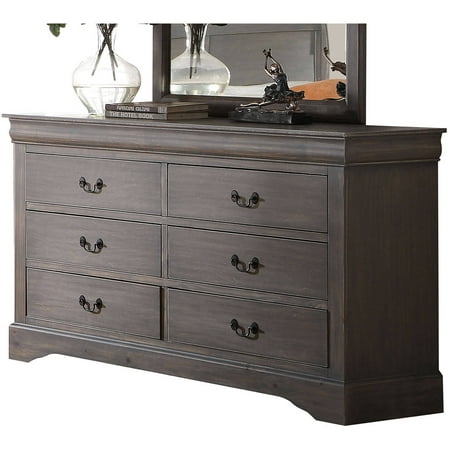 Acme Furniture Louis Philippe III Antique Gray Dresser with Six (Best Way To Antique Furniture)
