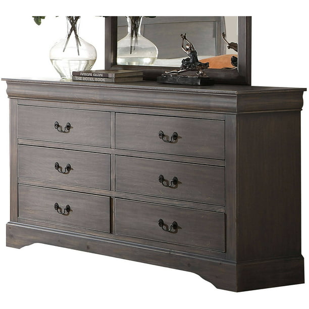 Acme Furniture Louis Philippe Iii Antique Gray Dresser With Six