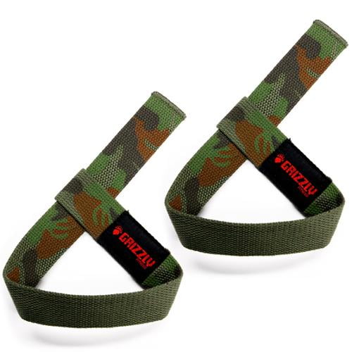 Grizzly Fitness Adjustable Cotton Weight Lifting Straps Camouflage