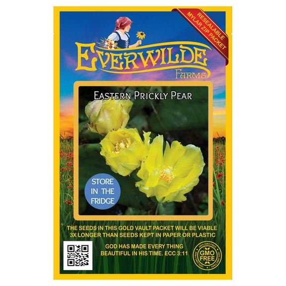 Everwilde Farms - 5 Eastern Prickly Pear Native Wildflower Seeds - Gold Vault Seed Packet