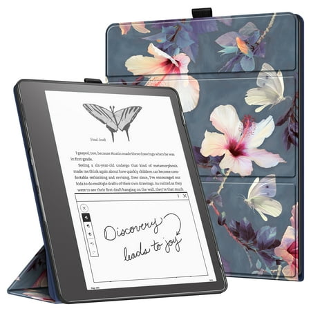 Fintie Trifold Case for Kindle Scribe (2022 Released) 10.2 Inch - Ultra Lightweight Slim Shell Foldable Stand Cover with Auto Sleep/Wake, Blooming Hibiscus