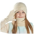 thumbnail image 2 of ZHOGXU Winter Beanie Hat Scarf Gloves Set For Big Girls Boys Solid Color Caps Long Scarf Touchscreen Gloves Knitted Warm Comfortable Outfits 3 Pack For Daily Wear Beige One Size, 2 of 6
