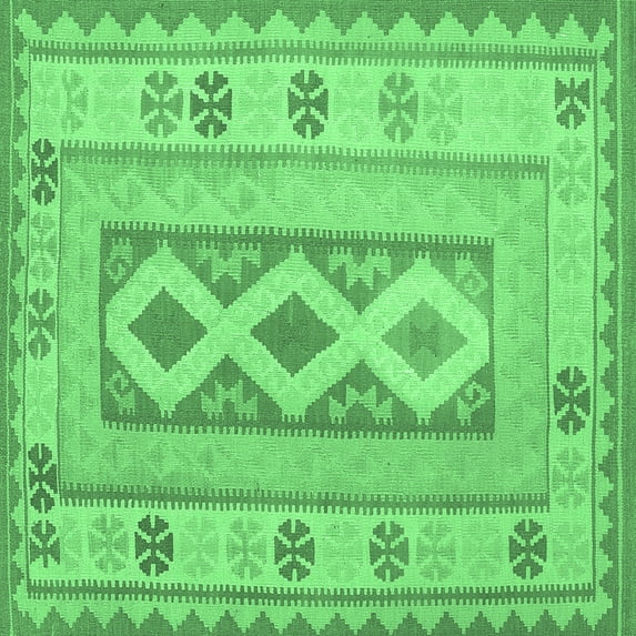 Ahgly Company Indoor Square Oriental Emerald Green Traditional Area Rugs, 7' Square