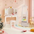 thumbnail image 2 of Gymax Kids Vanity Set Princess Makeup Dressing Table & Chair Set w/ Jewelry Armoire White, 2 of 10