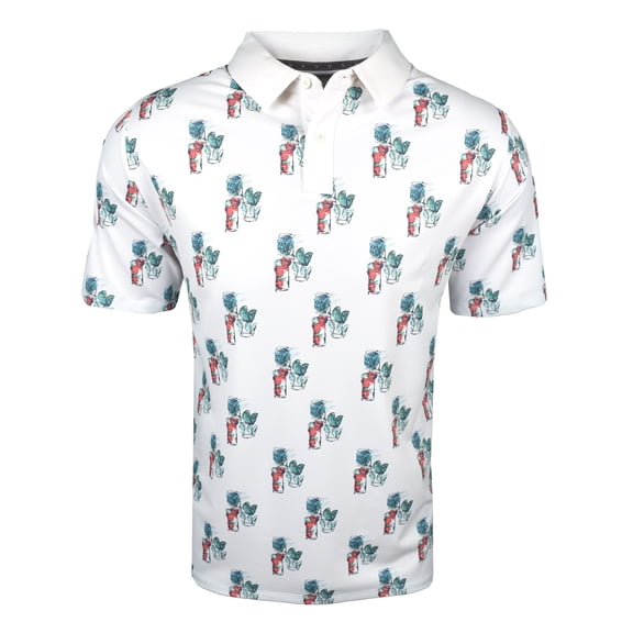 Callaway mens 19th Hole Drink Print Polo Shirt, s, White