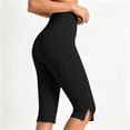 thumbnail image 5 of Hilenly Womens Split Capri Leggings High Waisted Knee Length Shorts Stretchy Slim Fit Capris Yoga Leggings, 5 of 8