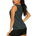 thumbnail image 3 of Xecao Mardi Gras Strings of Beads print women's scoop neck, loose-fit workout tank tops for the gym., 3 of 9
