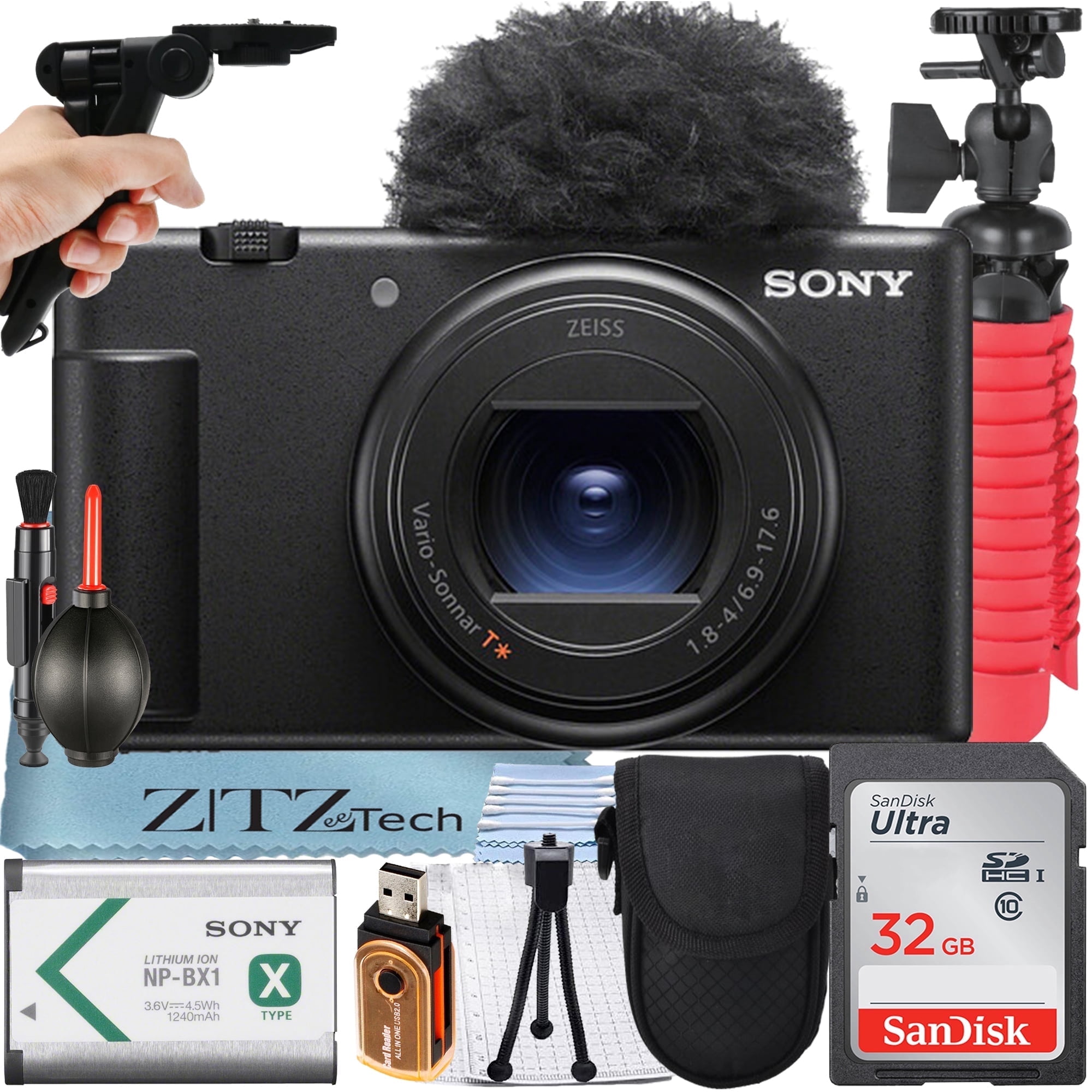 Sony ZV-1 II Digital Camera (Black) for Vloggers with 2 Pack 128GB