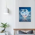 thumbnail image 3 of PIKWEEK Sea Heart Shape Blue Sky White Clouds Landscape Canvas Poster Painting Print Wall Art Modern Classroom Kitchen Bedroom Room Gift, 3 of 4
