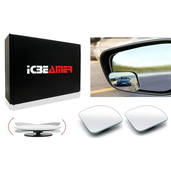 ICBEAMER 2 Pieces Fan-Shaped Automobile Rear Blind Spot Mirror, 360 Degree Rotating Design, Automobile Side Mirror Wide Angle Mirror Safety Convex Rearview Mirror for Car Truck Van