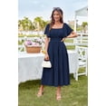 thumbnail image 4 of Vestido GRACE KARIN de verano con mangas con volantes, azul marino fruncido, 4 of 9