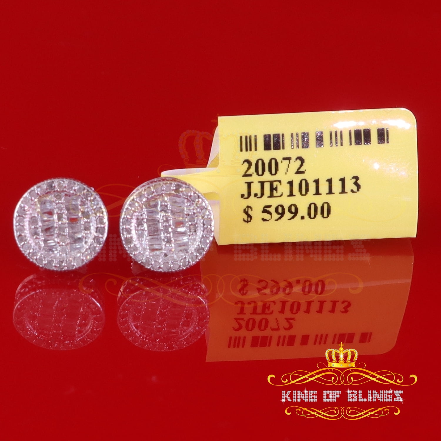 King of Bling's 0.33ct Diamond 925 Sterling White Silver For Men's & Womens Stud Round Earrings