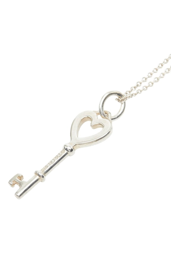 Pre-Owned Tiffany & Co. Heart Key Chain Pendant Necklace, SV925 Silver, Women's.