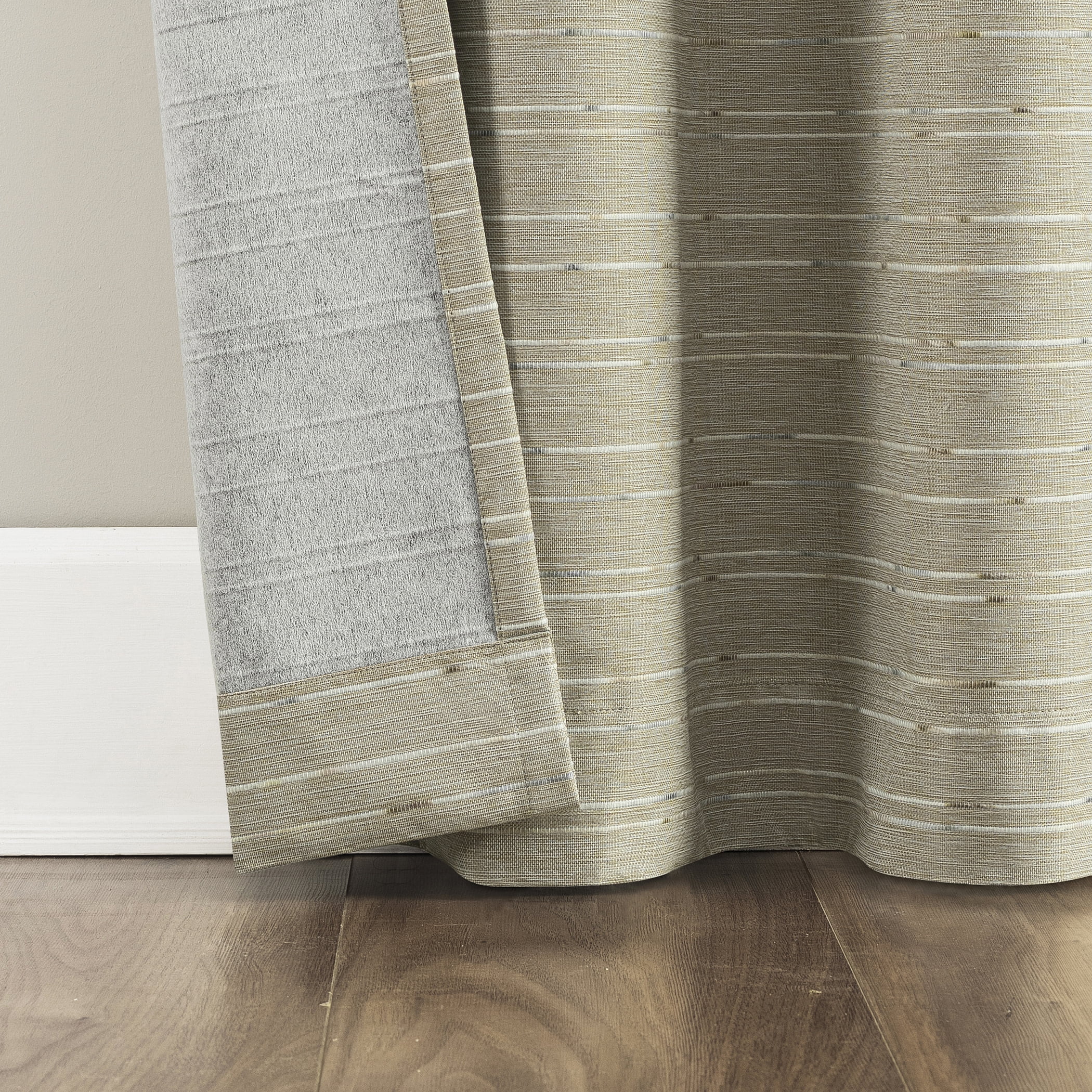 Sun Zero Dresden 2-pack Slub Detail Magnetic Closure 100% Blackout Grommet Curtain Panel Pair, 37"W x 84"L, Natural