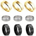 thumbnail image 2 of RSAMD 8MM Stainless Steel Ring Band Titanium Black Men's SZ 6 to 12 Wedding Rings-Black-7, 2 of 8