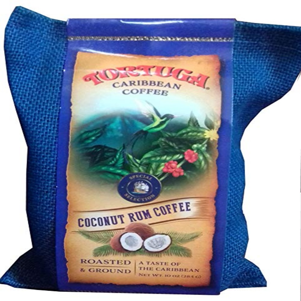 Tortuga Caribbean Coconut Rum Coffee Roasted Ground 10 oz FREE SHIPPING