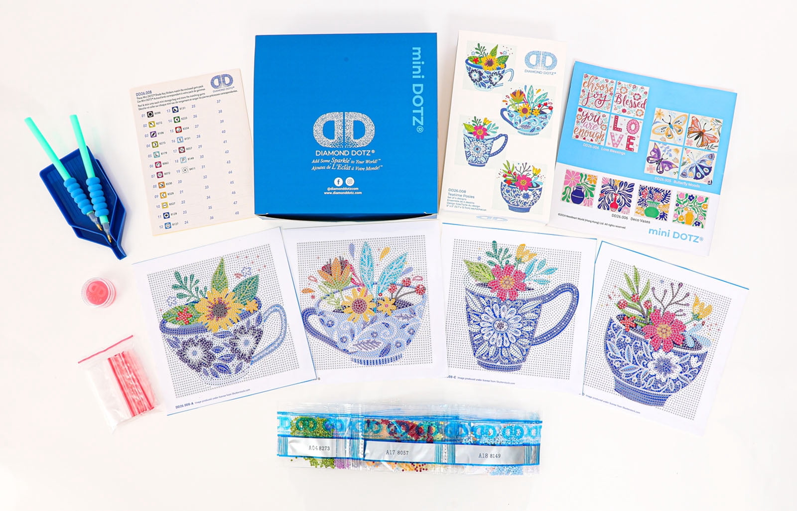 Diamond Dotz Mini Teatime Posies Diamond Painting Kits for Adults - Floral Diamond Art Kits a Relaxing Creative Craft Kit with Dotz Gems 5x5