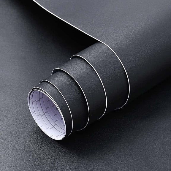 Black Wallpaper 17"x120" Peel and Stick Wallpaper, Matte Black Contact Paper Self-Adhesive and Removable Vinyl Wallpaper Waterproof and Oil Proof Contact Paper for Cabinets Countertops Wall Covering